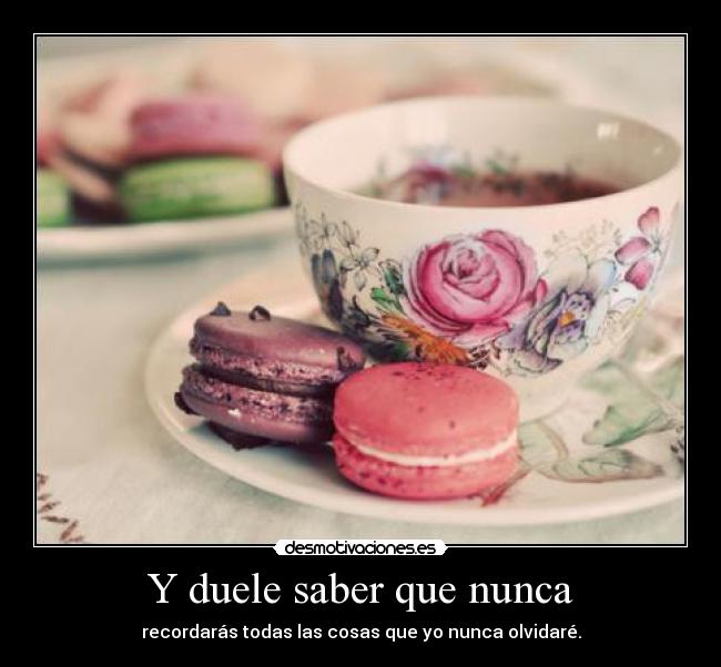 Y duele saber que nunca - recordarás todas las cosas que yo nunca olvidaré.