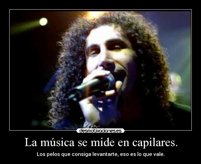 La música se mide en capilares. - Los pelos que consiga levantarte, eso es lo que vale.