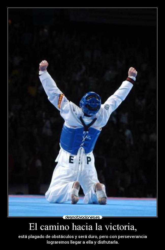El camino hacia la victoria, - está plagado de obstáculos y será duro, pero con perseverancia
lograremos llegar a ella y disfrutarla.