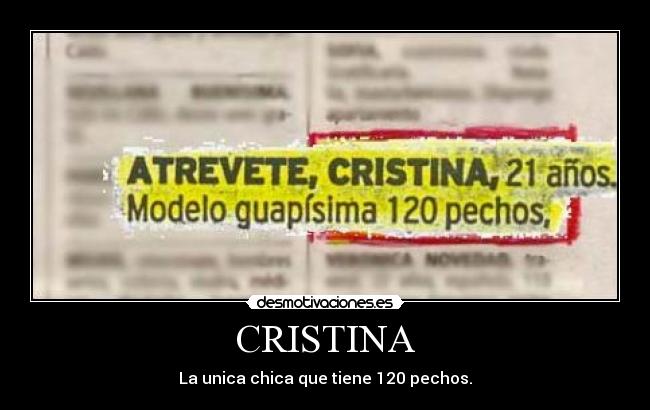 CRISTINA - La unica chica que tiene 120 pechos.