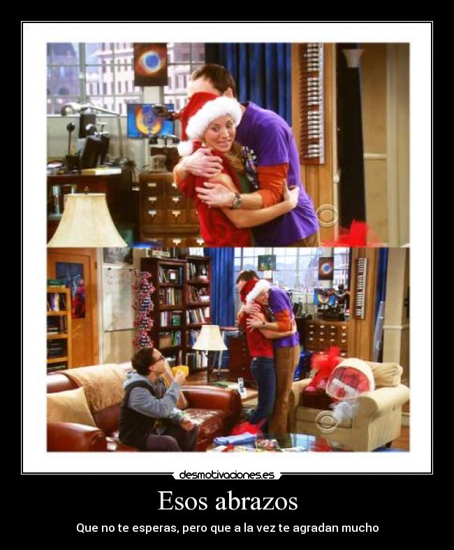 carteles abrazos sentimientos amor amistad the big bang theory sheldon leonard penny desmotivaciones