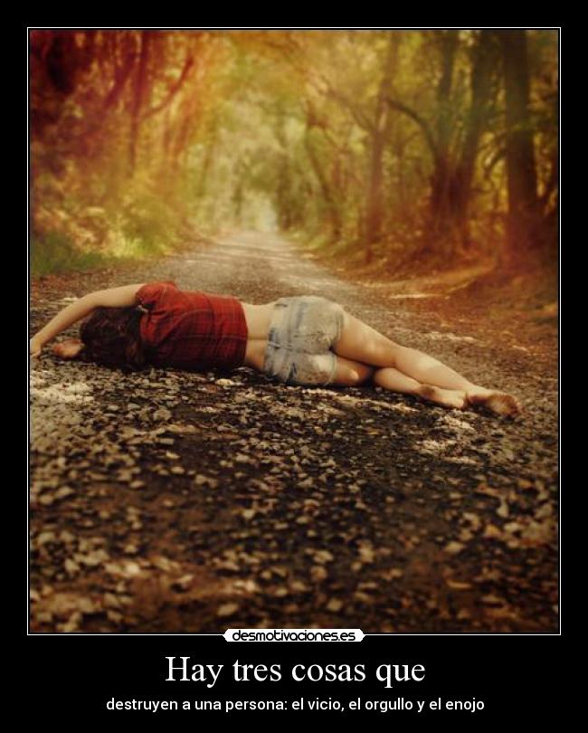 Hay tres cosas que - destruyen a una persona: el vicio, el orgullo y el enojo