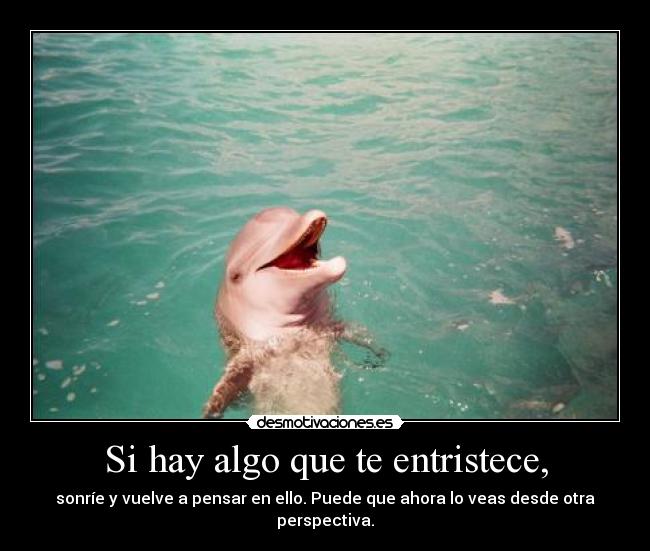 Si hay algo que te entristece, - sonríe y vuelve a pensar en ello. Puede que ahora lo veas desde otra perspectiva.