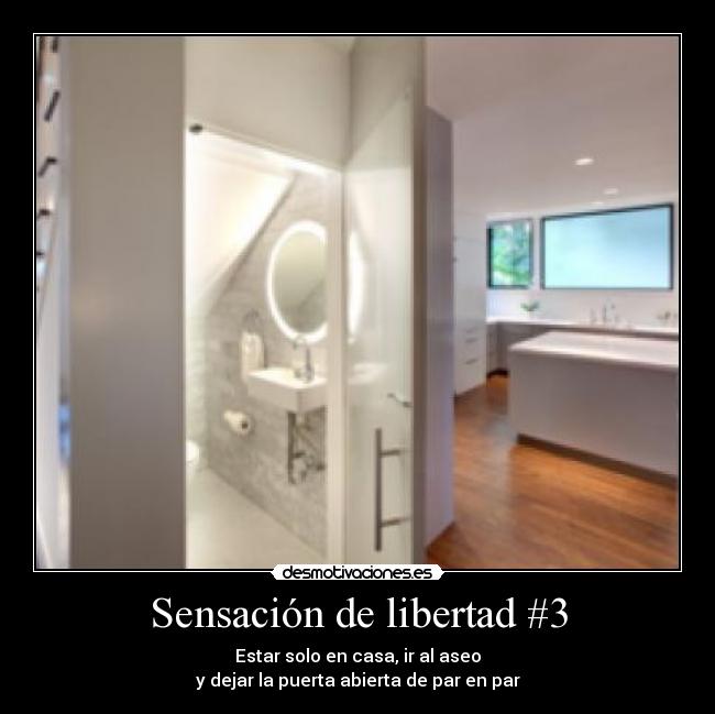 Sensación de libertad #3 - Estar solo en casa, ir al aseo
y dejar la puerta abierta de par en par