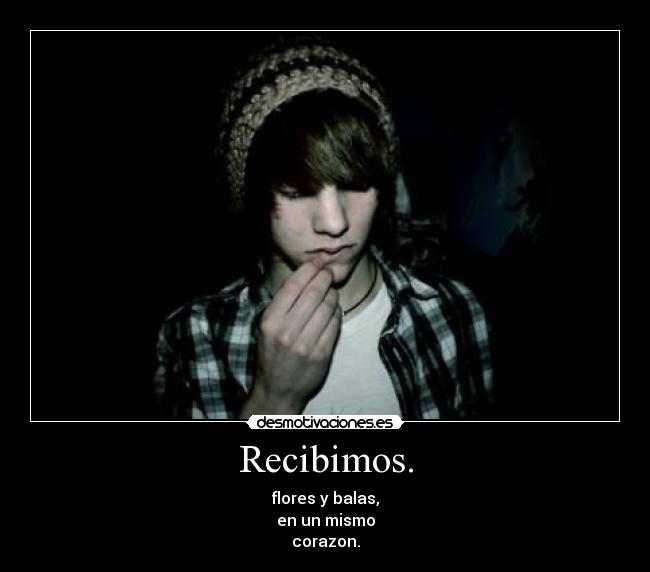 Recibimos. - flores y balas,
en un mismo
corazon.