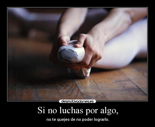 Si no luchas por algo, - no te quejes de no poder lograrlo.