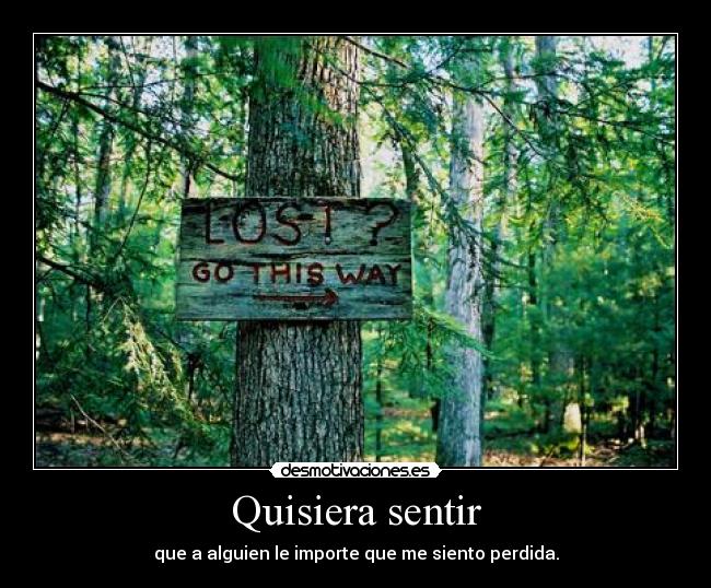 Quisiera sentir - que a alguien le importe que me siento perdida.