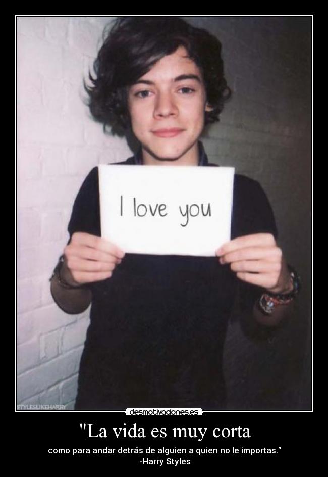 La vida es muy corta - como para andar detrás de alguien a quien no le importas.
 -Harry Styles