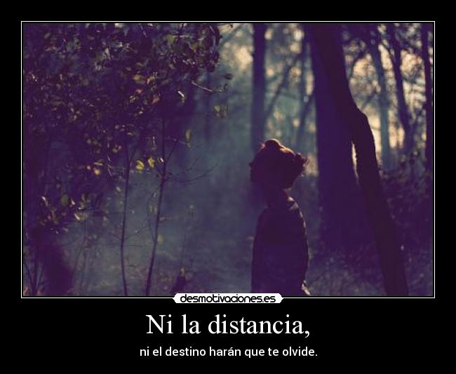 Ni la distancia, - ni el destino harán que te olvide.