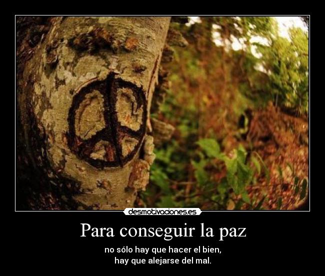 Para conseguir la paz - no sólo hay que hacer el bien,
hay que alejarse del mal.