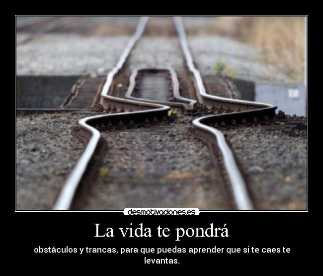 La vida te pondrá - obstáculos y trancas, para que puedas aprender que si te caes te levantas.