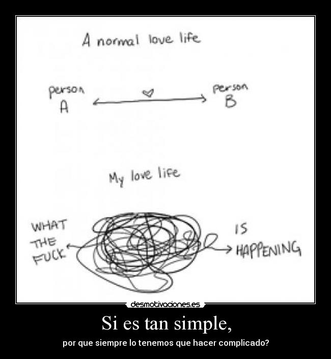 Si es tan simple, - por que siempre lo tenemos que hacer complicado?