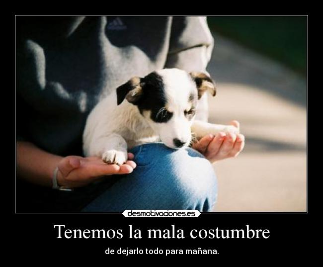 Tenemos la mala costumbre - de dejarlo todo para mañana.