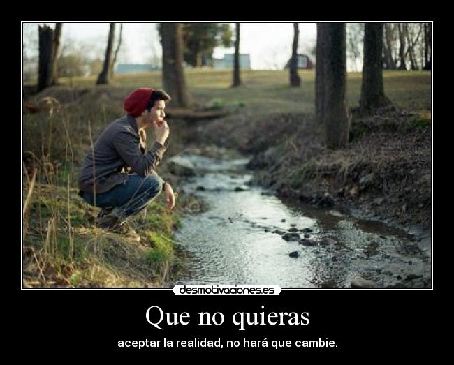 Que no quieras - aceptar la realidad, no hará que cambie.