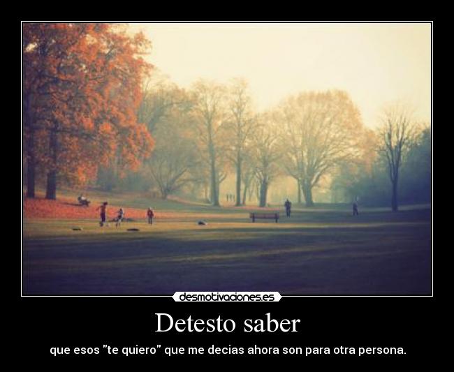 Detesto saber - que esos te quiero que me decias ahora son para otra persona.