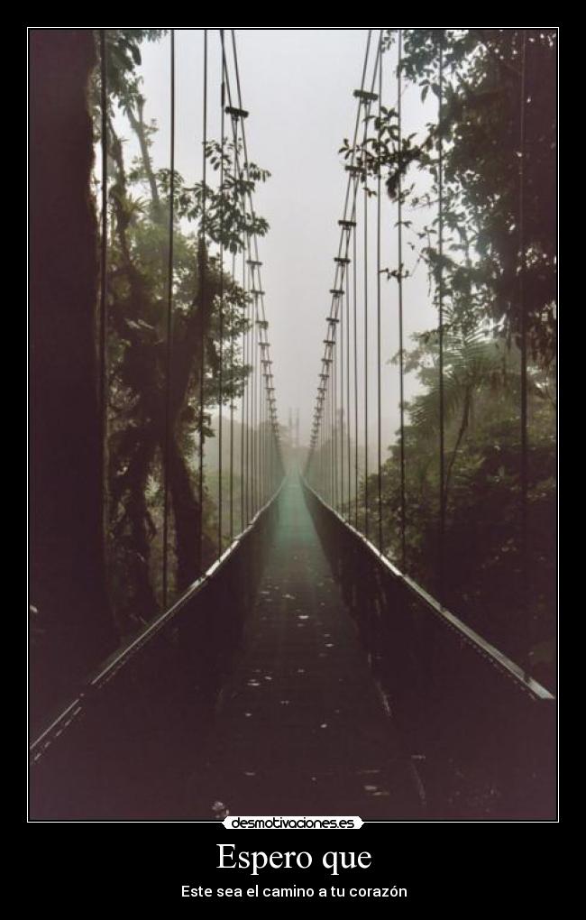 Espero que - Este sea el camino a tu corazón