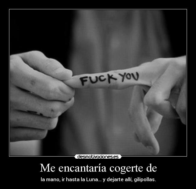 Me encantaría cogerte de - la mano, ir hasta la Luna... y dejarte allí, gilipollas.