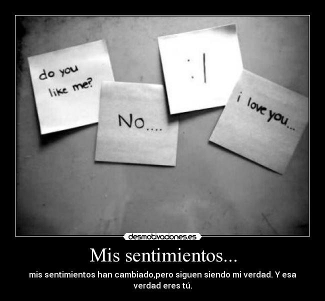 Mis sentimientos... - mis sentimientos han cambiado,pero siguen siendo mi verdad. Y esa verdad eres tú.