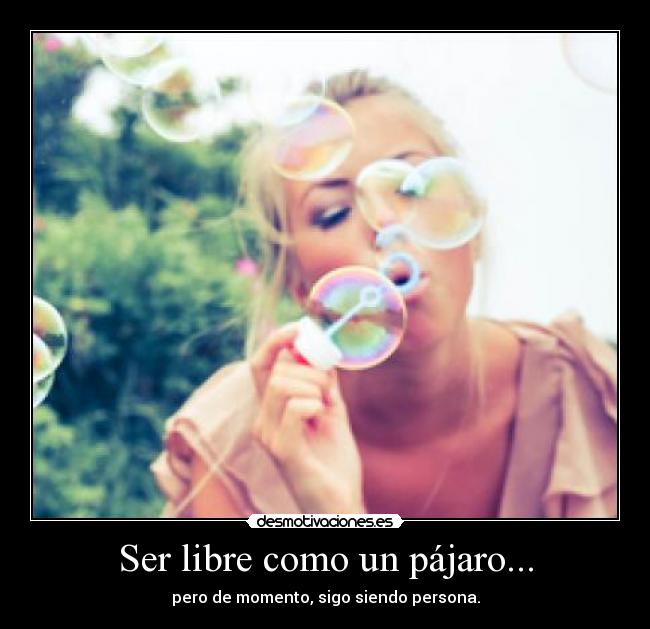 Ser libre como un pájaro... - pero de momento, sigo siendo persona.