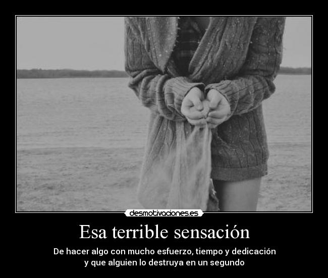 Esa terrible sensación - De hacer algo con mucho esfuerzo, tiempo y dedicación
y que alguien lo destruya en un segundo