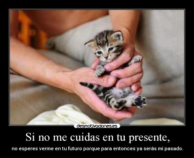 Si no me cuidas en tu presente, - no esperes verme en tu futuro porque para entonces ya serás mi pasado.