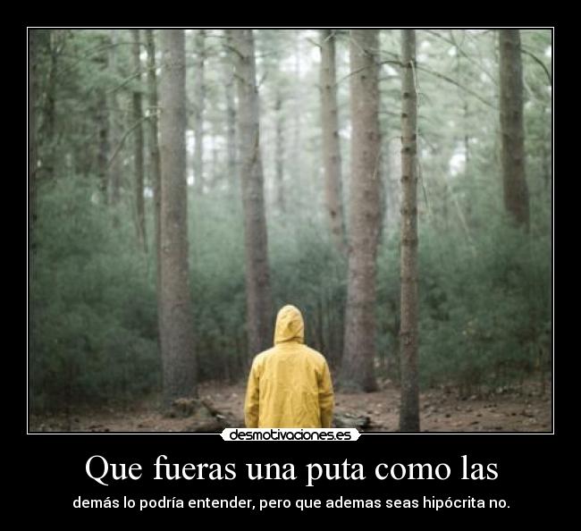 Que fueras una puta como las - demás lo podría entender, pero que ademas seas hipócrita no.