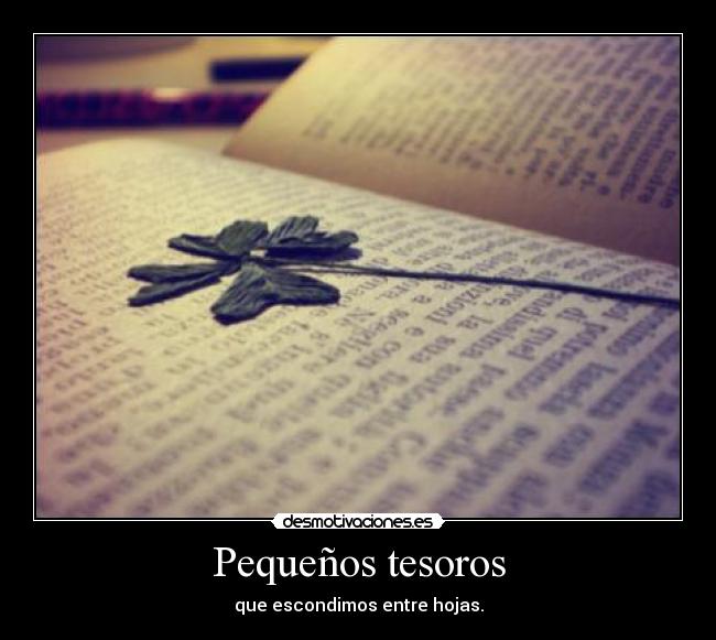Pequeños tesoros - que escondimos entre hojas.