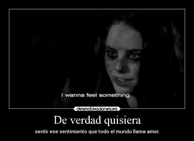 De verdad quisiera - sentir ese sentimiento que todo el mundo llama amor.
