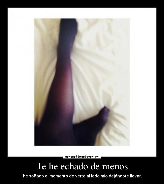 Te he echado de menos - he soñado el momento de verte al lado mio dejándote llevar.