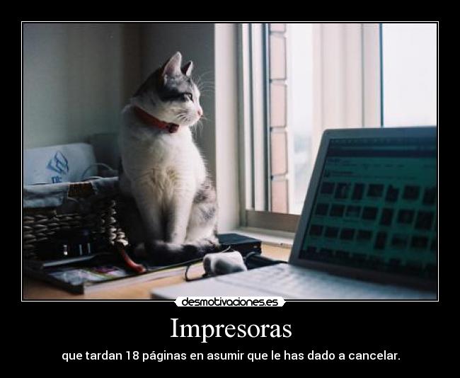 Impresoras - que tardan 18 páginas en asumir que le has dado a cancelar.