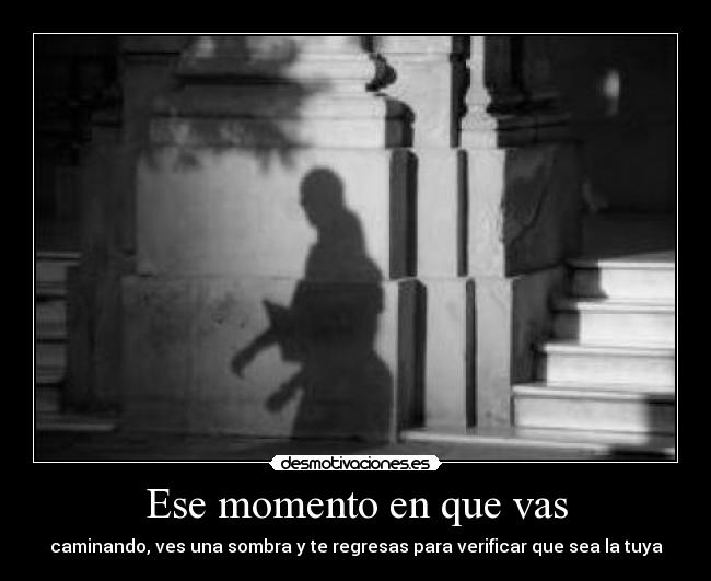 Ese momento en que vas - caminando, ves una sombra y te regresas para verificar que sea la tuya