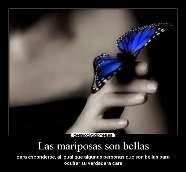 Las mariposas son bellas - para esconderse, al igual que algunas personas que son bellas para
ocultar su verdadera cara