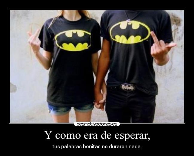 Y como era de esperar, - tus palabras bonitas no duraron nada.