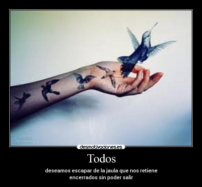 Todos - deseamos escapar de la jaula que nos retiene
encerrados sin poder salir