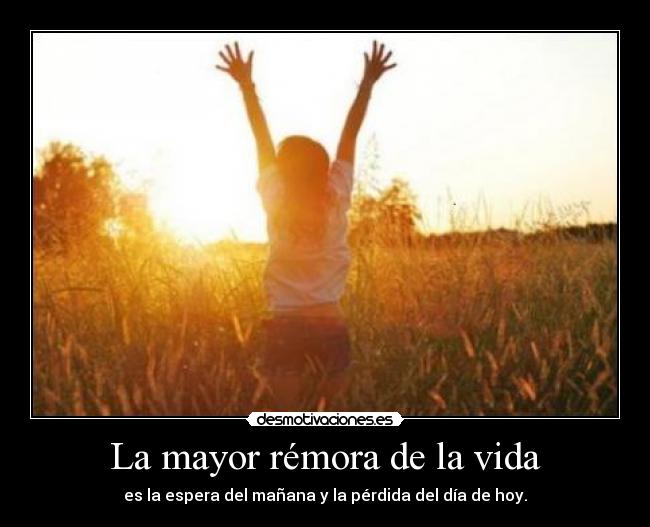 La mayor rémora de la vida - es la espera del mañana y la pérdida del día de hoy.