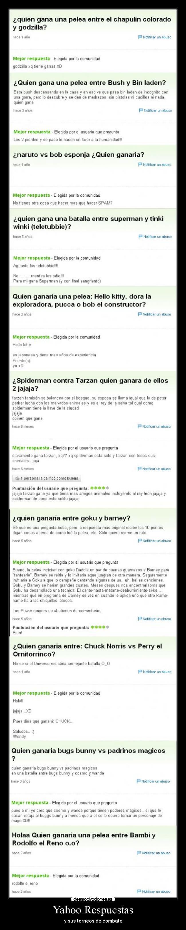 Yahoo Respuestas - y sus torneos de combate