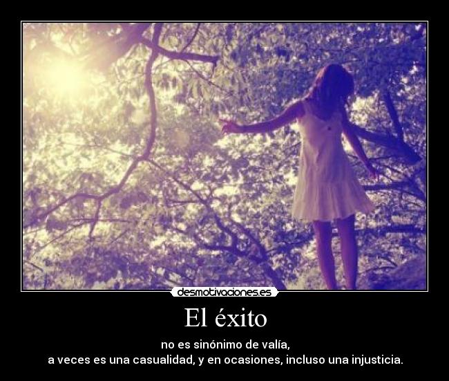 El éxito - no es sinónimo de valía,
a veces es una casualidad, y en ocasiones, incluso una injusticia.