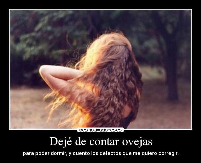 Dejé de contar ovejas - para poder dormir, y cuento los defectos que me quiero corregir.