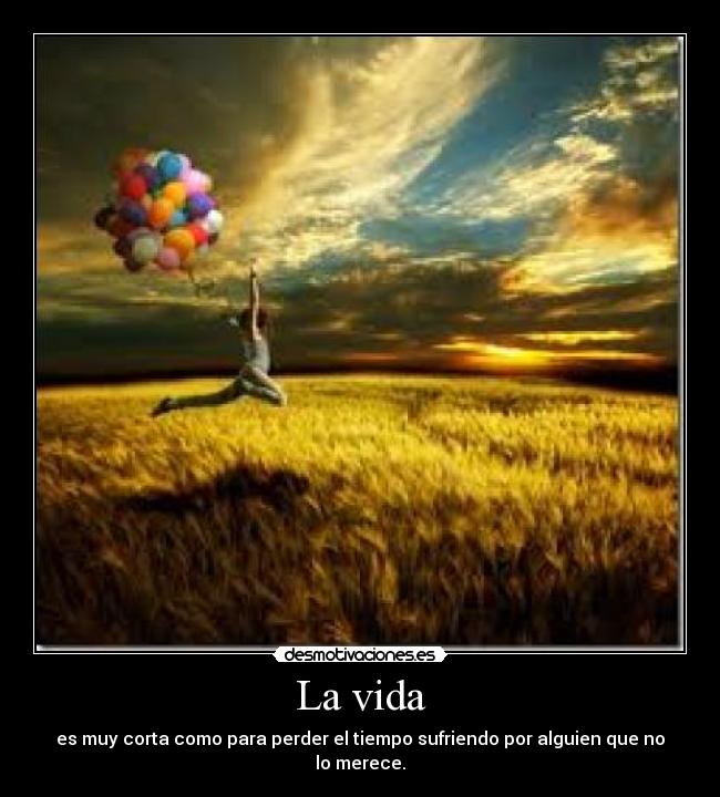 La vida - es muy corta como para perder el tiempo sufriendo por alguien que no lo merece.