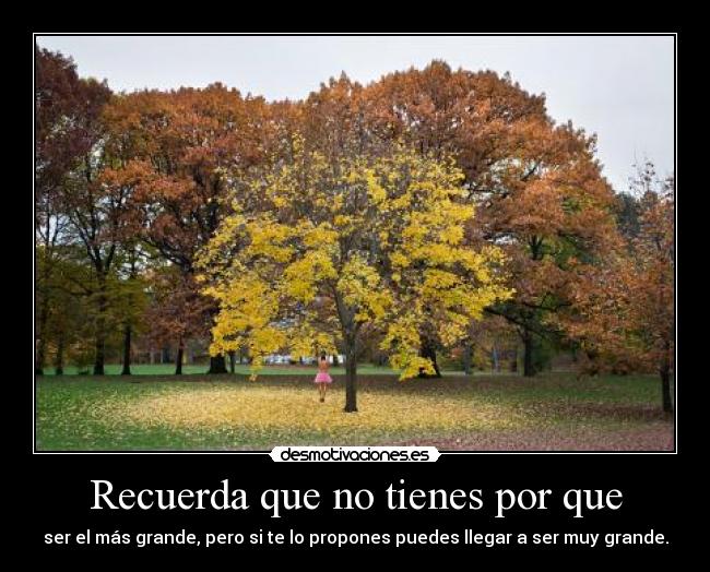 Recuerda que no tienes por que - ser el más grande, pero si te lo propones puedes llegar a ser muy grande.