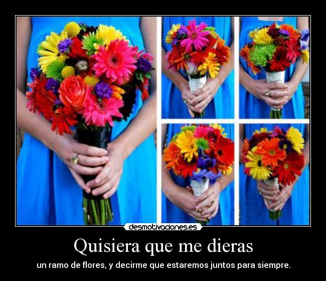 Quisiera que me dieras - un ramo de flores, y decirme que estaremos juntos para siempre.