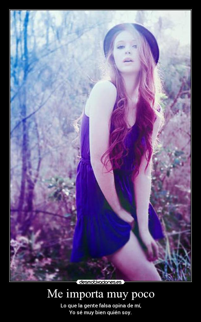 Me importa muy poco - Lo que la gente falsa opina de mí,
Yo sé muy bien quién soy.