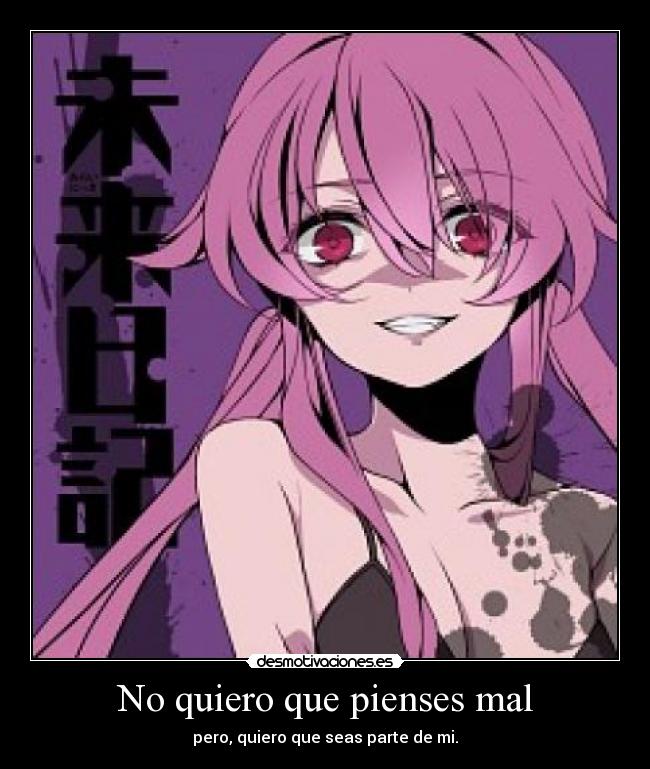 carteles anime mirai nikki yuuno gasai perlithakawai nigatsu esperando cartel 200 desmotivaciones