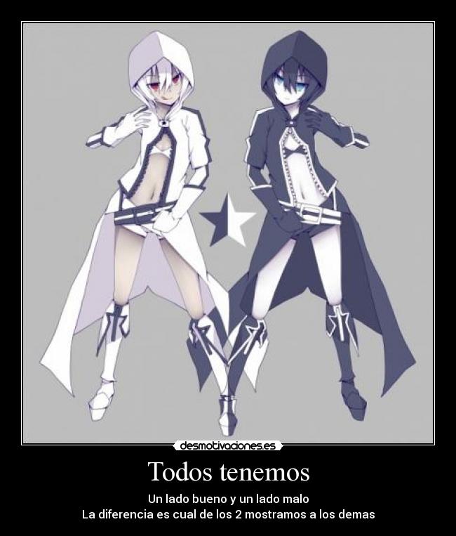 carteles black rock shooter white rock shooter anime bueno malo desmotivaciones