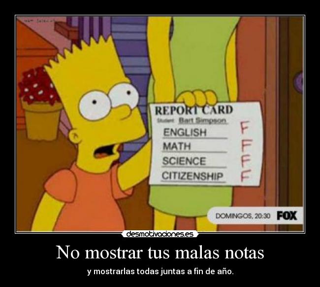 No mostrar tus malas notas - y mostrarlas todas juntas a fin de año.
