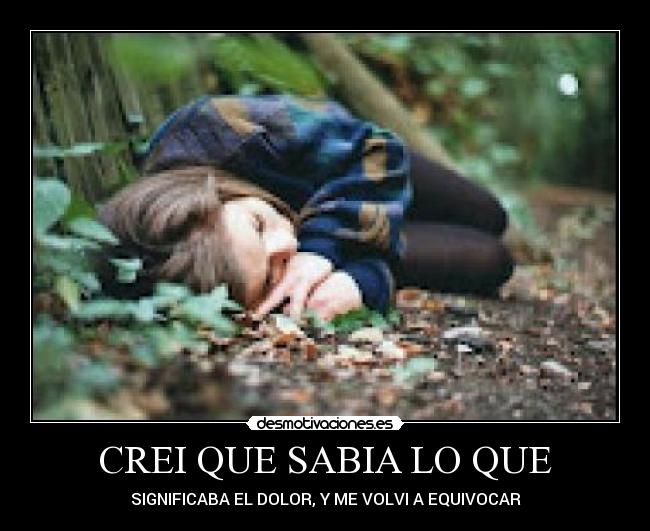 CREI QUE SABIA LO QUE - SIGNIFICABA EL DOLOR, Y ME VOLVI A EQUIVOCAR