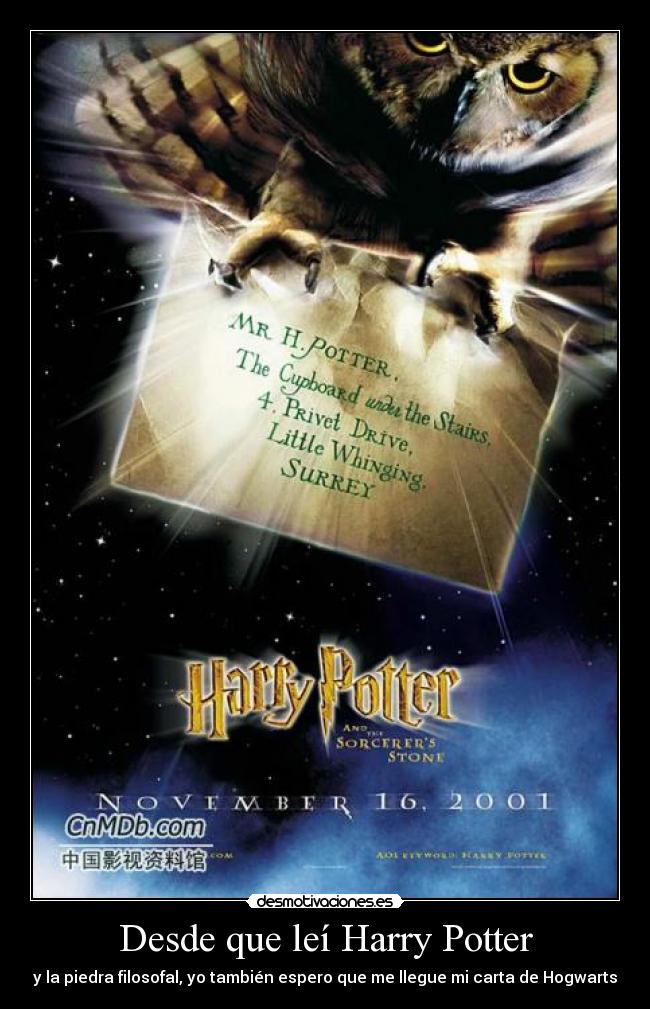 carteles harry potter piedra filosofal carta libro hogwarts desmotivaciones