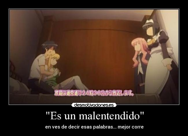 carteles anime zero tsukaima louise malentenidos siesta tiffa desmotivaciones