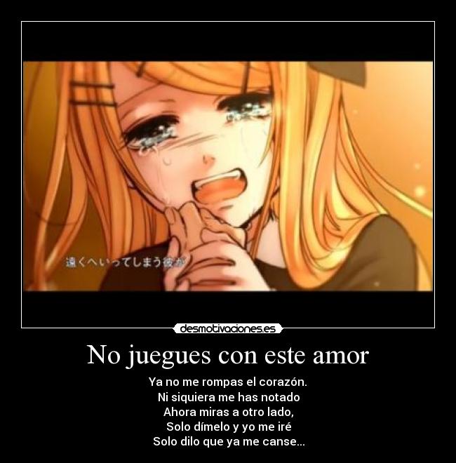 No juegues con este amor -