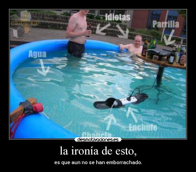 la ironía de esto, - es que aun no se han emborrachado.